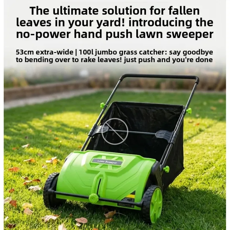 Leaf Collector Push Cart Sweeper Large Capacity Yard Cleaning Tool Garden Outdoor Heavy Duty Rake