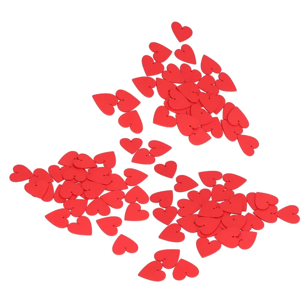 100pcs Blank Glossy Surface Wooden Heart Cutouts Red Color 4cm/1.6Inch Size Wooden Tags Heart Shaped Ornaments Party Decorations