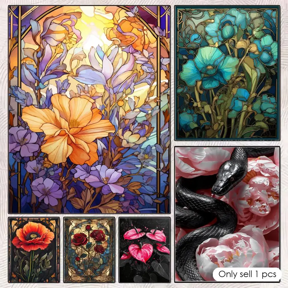Art Nouveau Black Roses Poster Poster Home Prints Wall Painting Bedroom Living Room Decoration Office Sticky Wall
