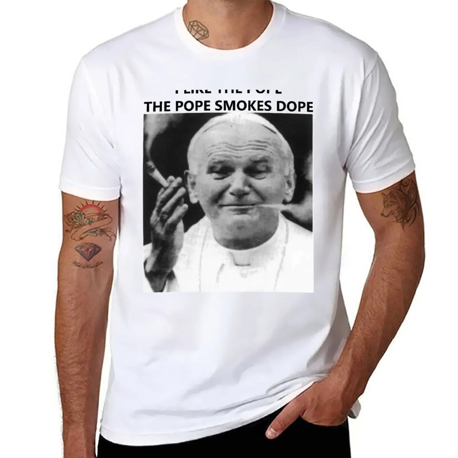 

I like the pope, the pope smokes dope T-Shirt kawaii clothes customizeds mens cotton t shirts