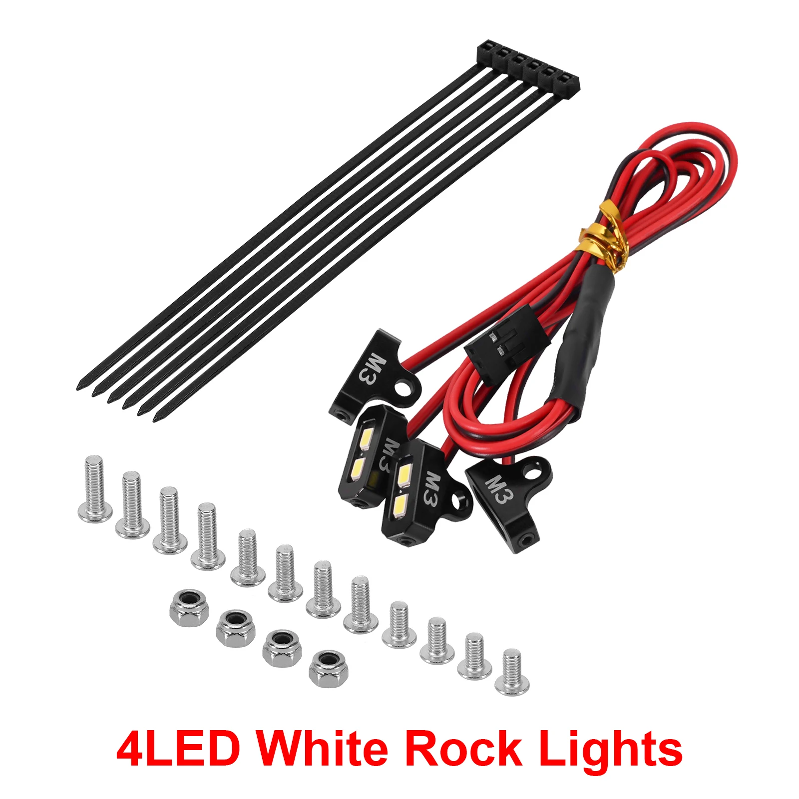 INJORA 4LED Rock Lights Kit für 1/10 RC Crawler (Weiß, Gelb)