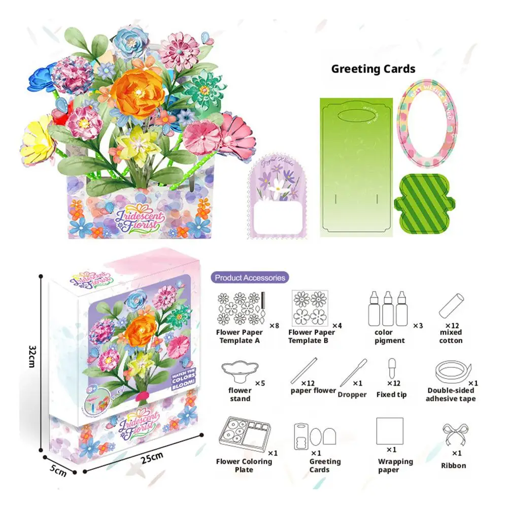 Zestaw naukowy do tworzenia kwiatów z papieru DIY, zestaw do rękodzieła kwiatowego, ręcznie robione kwiaty, prezent dla dziewczynek, prezent na Boże Narodzenie, prezent urodzinowy, kolekcja rękodzieła