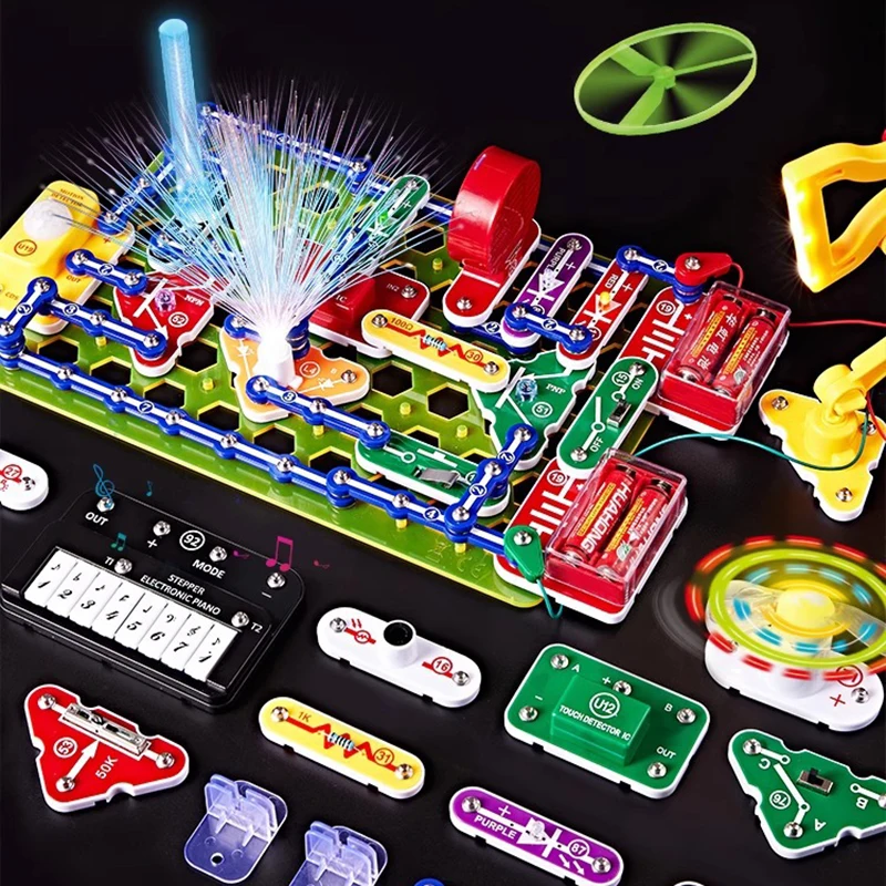 STEM教育ビルディングブロックおもちゃセット（男の子向け）- 電子科学実験、物理、テクノロジー、新モデル