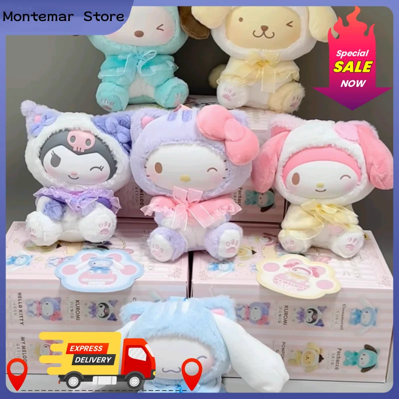 

Genuine Sanrio Characters Play With Kittens Series Vinyl Plush Blind Box Kuromi Melody Cute Pendant Doll Mystery Box Gifts
