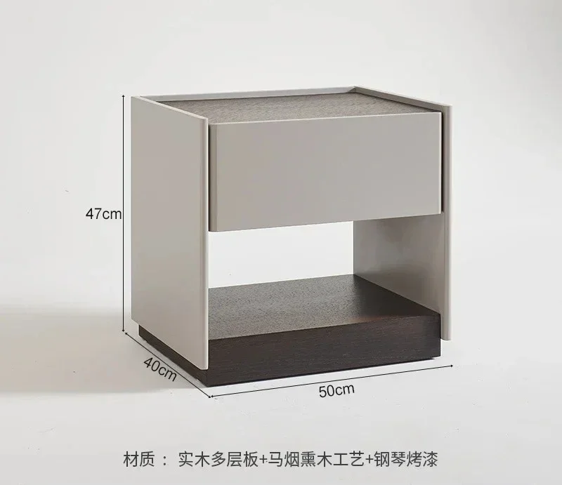 

A Italian minimalist solid wood bedside table smoke paint bedroom paint locker