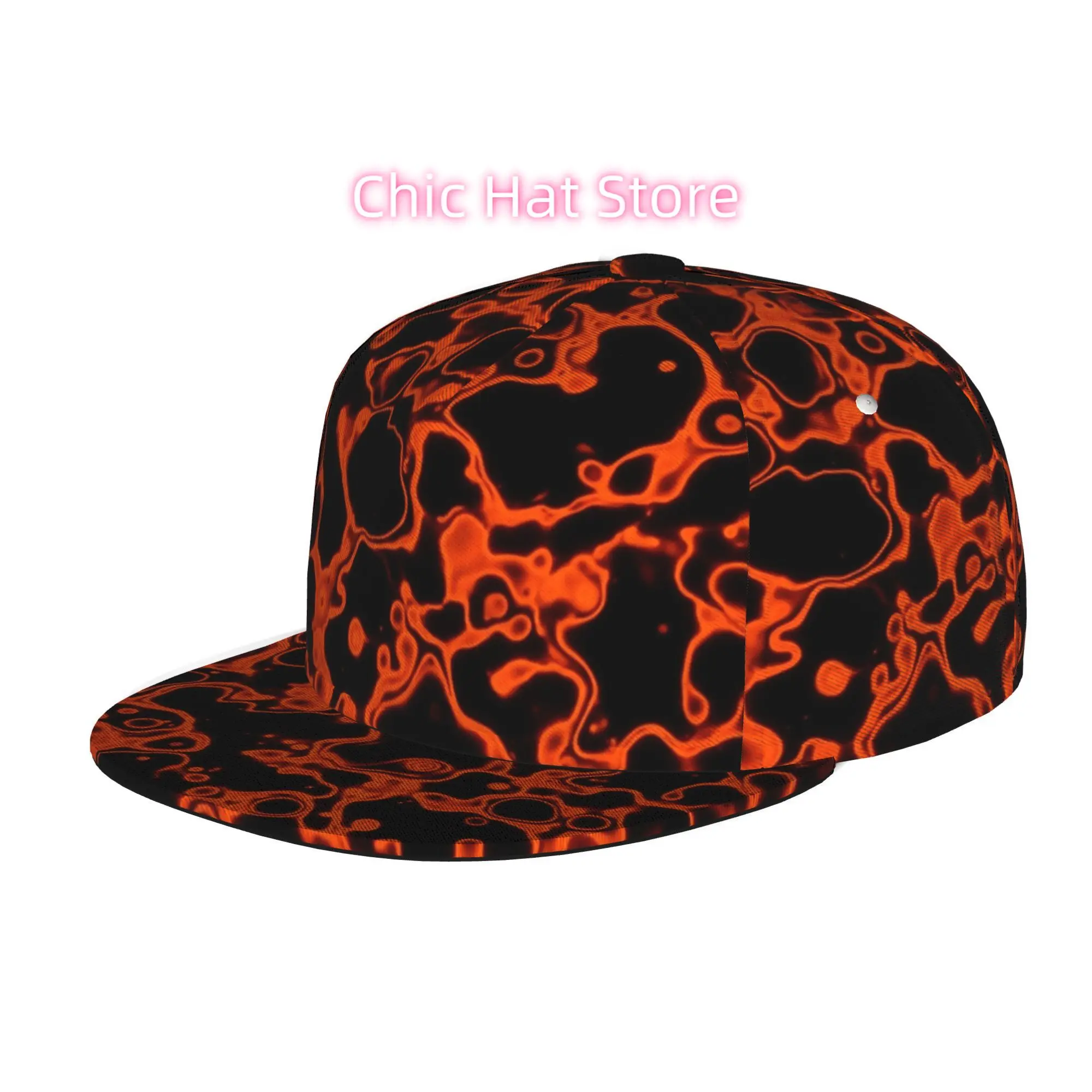 Men'S And Women'S Baseball Cap, Abstract Lava Texture Adjustable Snap-On Brim, Flat-Top Design - Suitable for Casual Outdoor Act