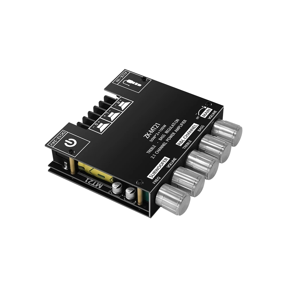 Placa amplificadora para subwoofer ZK-MT21 canales Bluetooth 5,0 CS8673E 2,1, 50W x 2 + 100W, placa amplificadora de Audio estéreo de potencia, amplificador de graves AUX