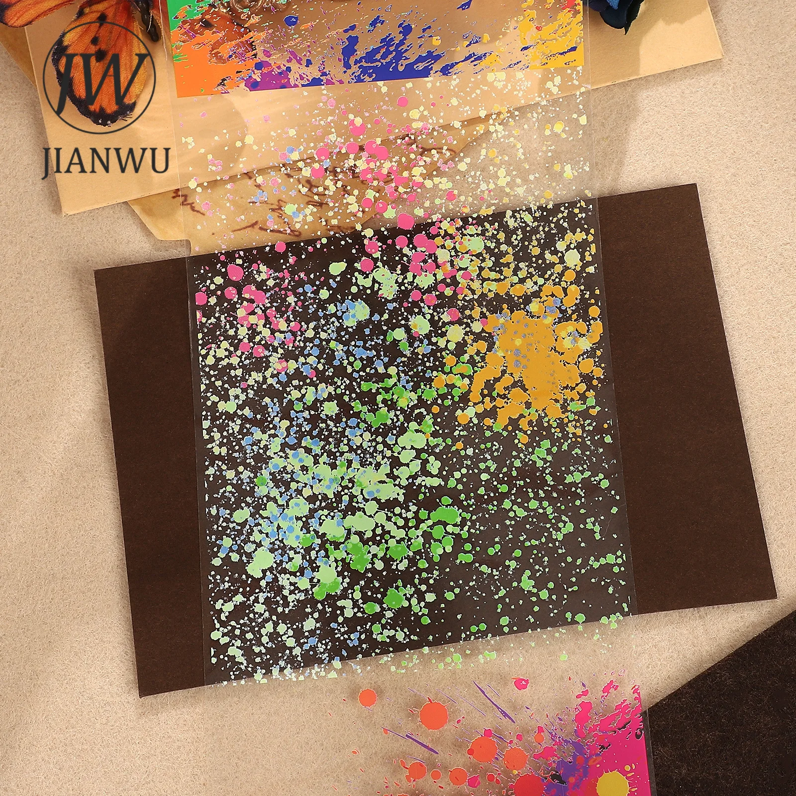 JIANWU Vintage Colorful Smudge Landscape Material Collage Scrapbooking Material Paper Creative DIY Journal Stationery