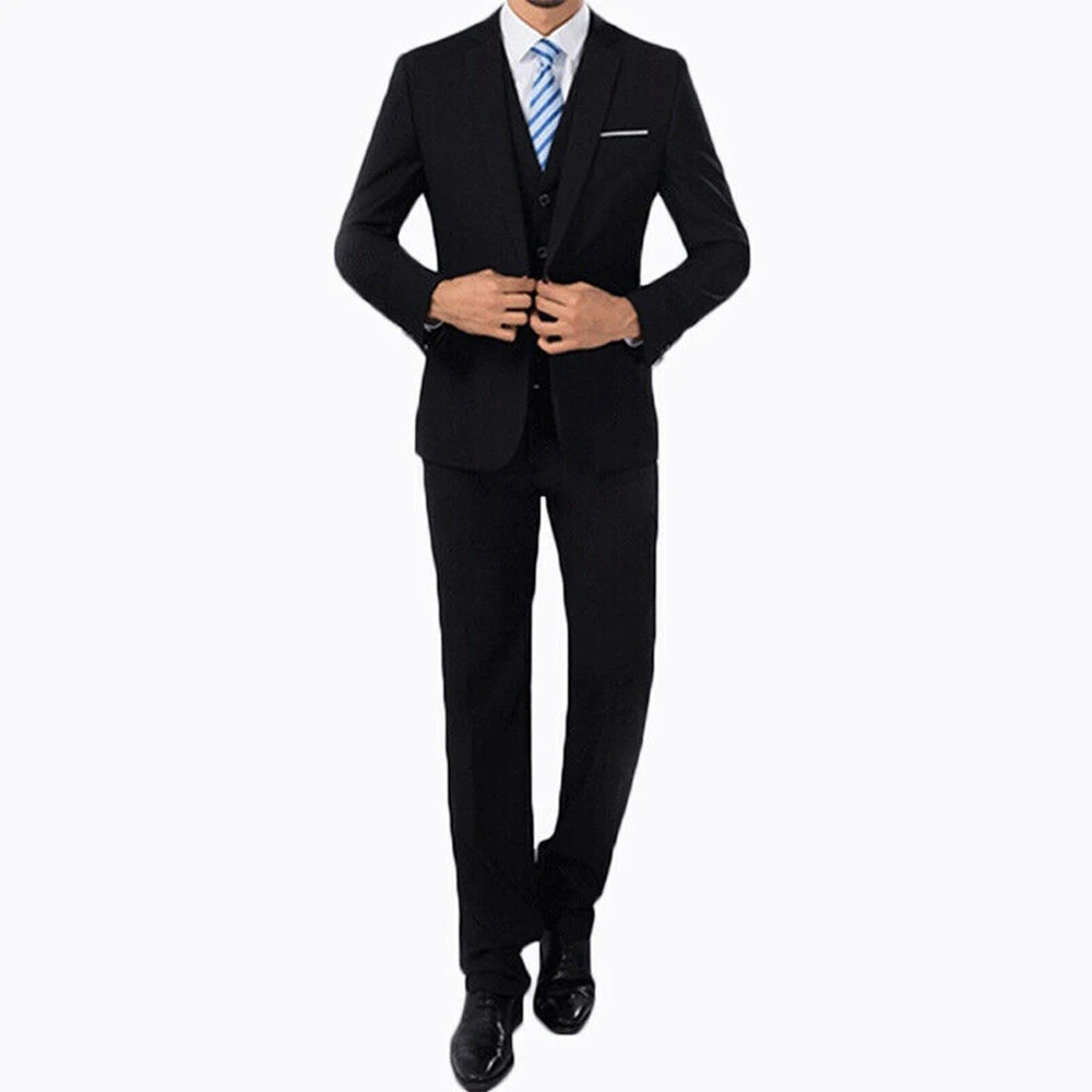 

Coat Pants Men Suit Formal Blazer Jacket M~2XL Polyester Tuxedos Wedding Breathable Business Suit Coat + Pants