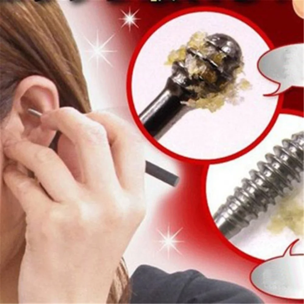 360 Degree Double End Ear Wax Remover Stainless Steel Ear Pick Curette Portable Ear Spoon Tool Household Ear Cleaning Accessory