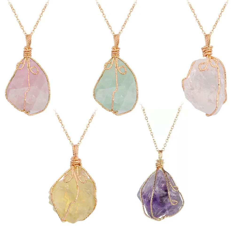 Unregelmäßiger Naturstein-Anhänger Amethyst-Pulver-Kristall-Anhänger-Halskette Schmuck Geschenk Natürlicher Achat Unregelmäßig mit Kette