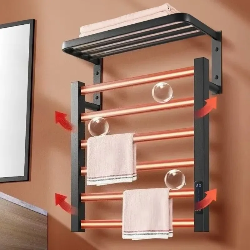 Metal Electric Heated Towel Rail Smart Disinfection Thermostat Towels Heater Timer Drying Towel Rack Bathroom Hardware