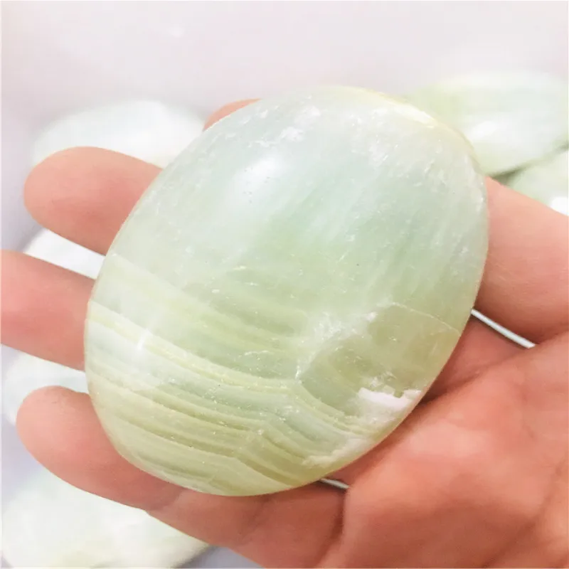 Natural crystal green silk hand stone Reiki healing Madagascar gemstone Rolling stone as a gift