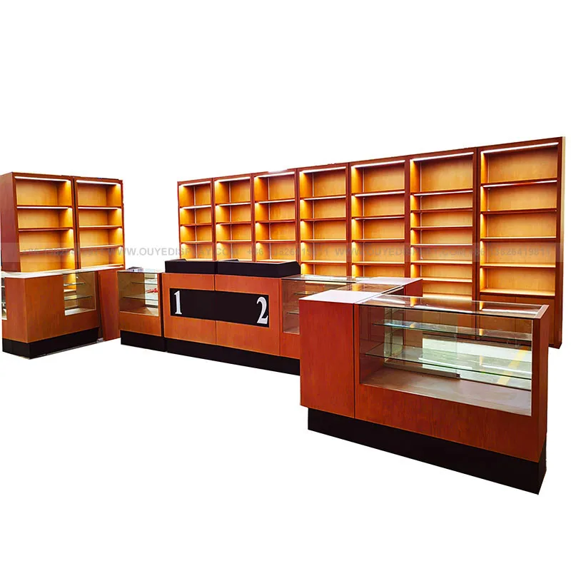 Customized-Factory Manufacturing White Smoke Shops Cabinets Smoke Shop Wall Showcase Modern Chair Smoke Shop