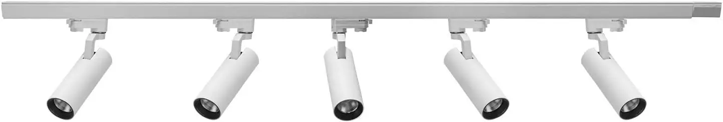 5-LED 1500 Lumens 3000K Track Lighting Kit, Adjustable Track Head Easy Installation, LED Bulbs Included, Black