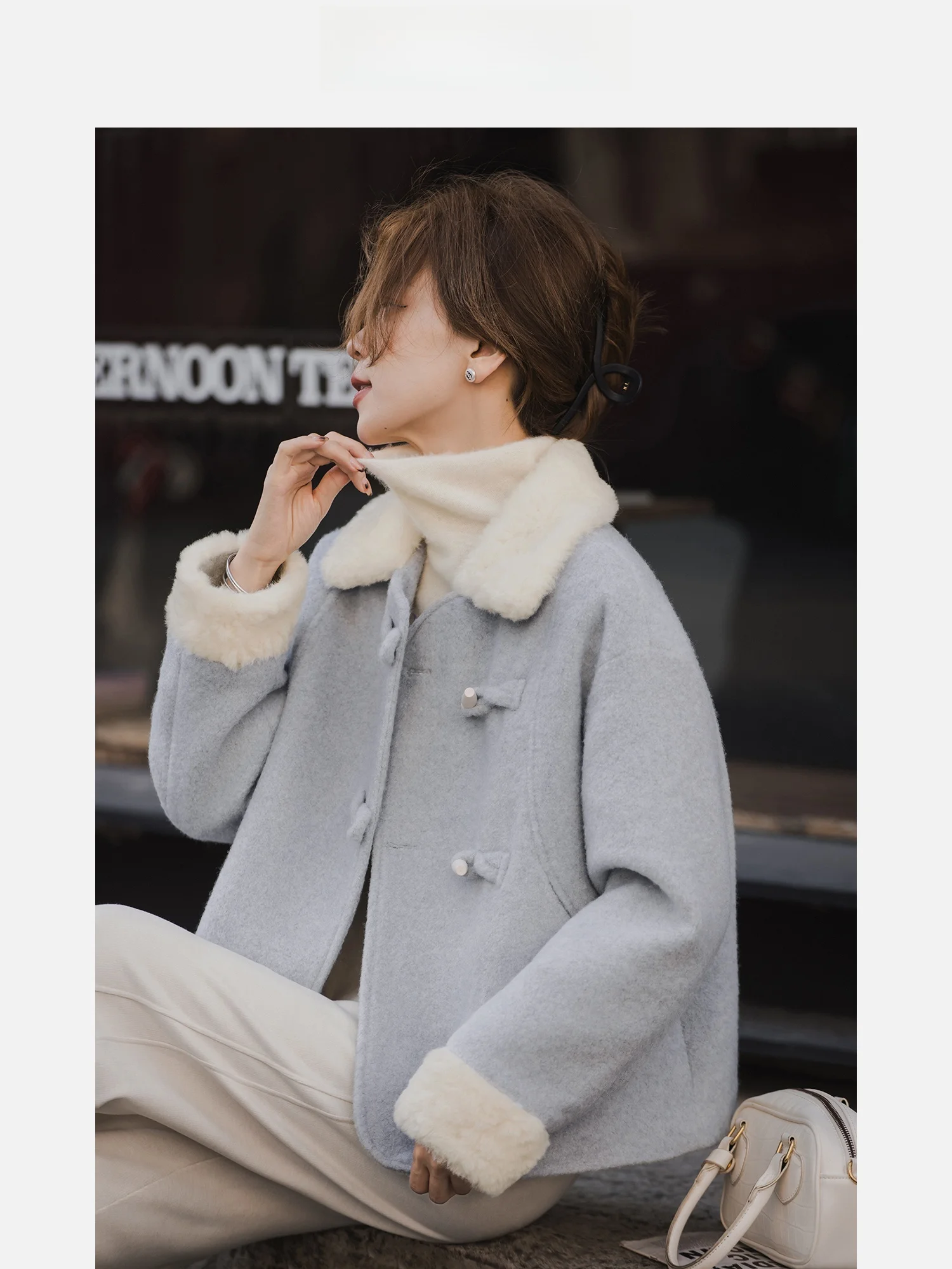 

Корейское шерстяное пальто с хлопковой подкладкой и воротником, женское, осенне-зимнее, молодежное, универсальное, модная верхняя одежда