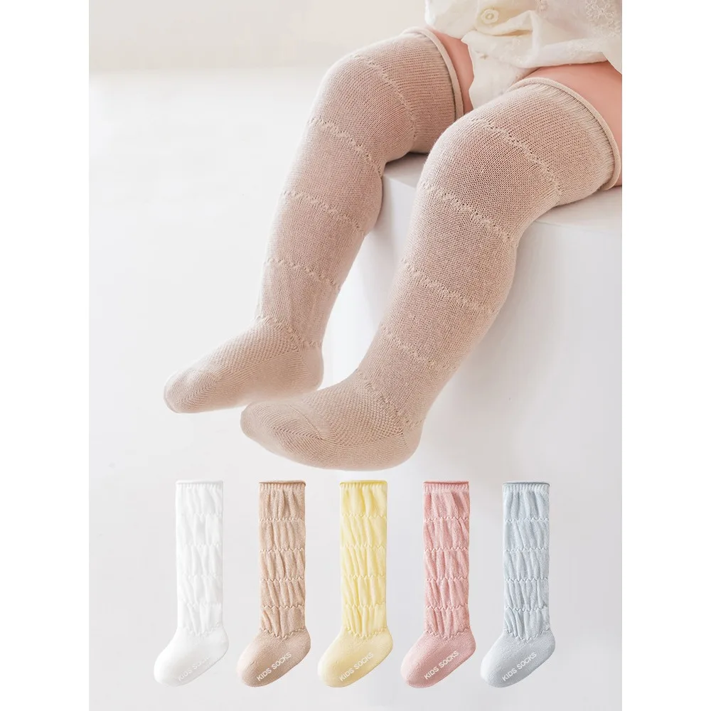 

New Cotton Baby Hollow Out Socks Breathable Thin Design Princess Knee High Socks Long Socks Non-slip Newborn Socks 0-5 Years