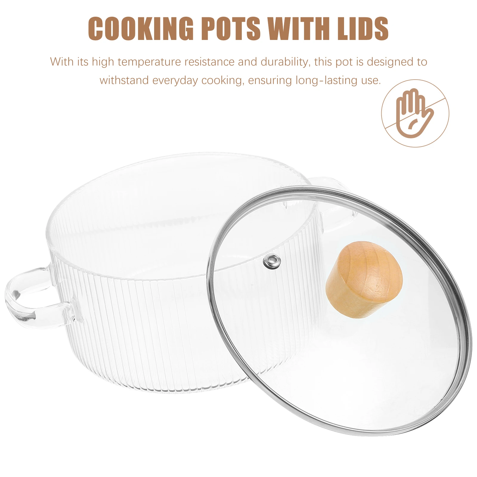 

Glass Stew Pot Transparent Vertical Striped Soup Kitchen Cooking Pots Large Stock Pot Milk Noodle Small Family Glass Cookware