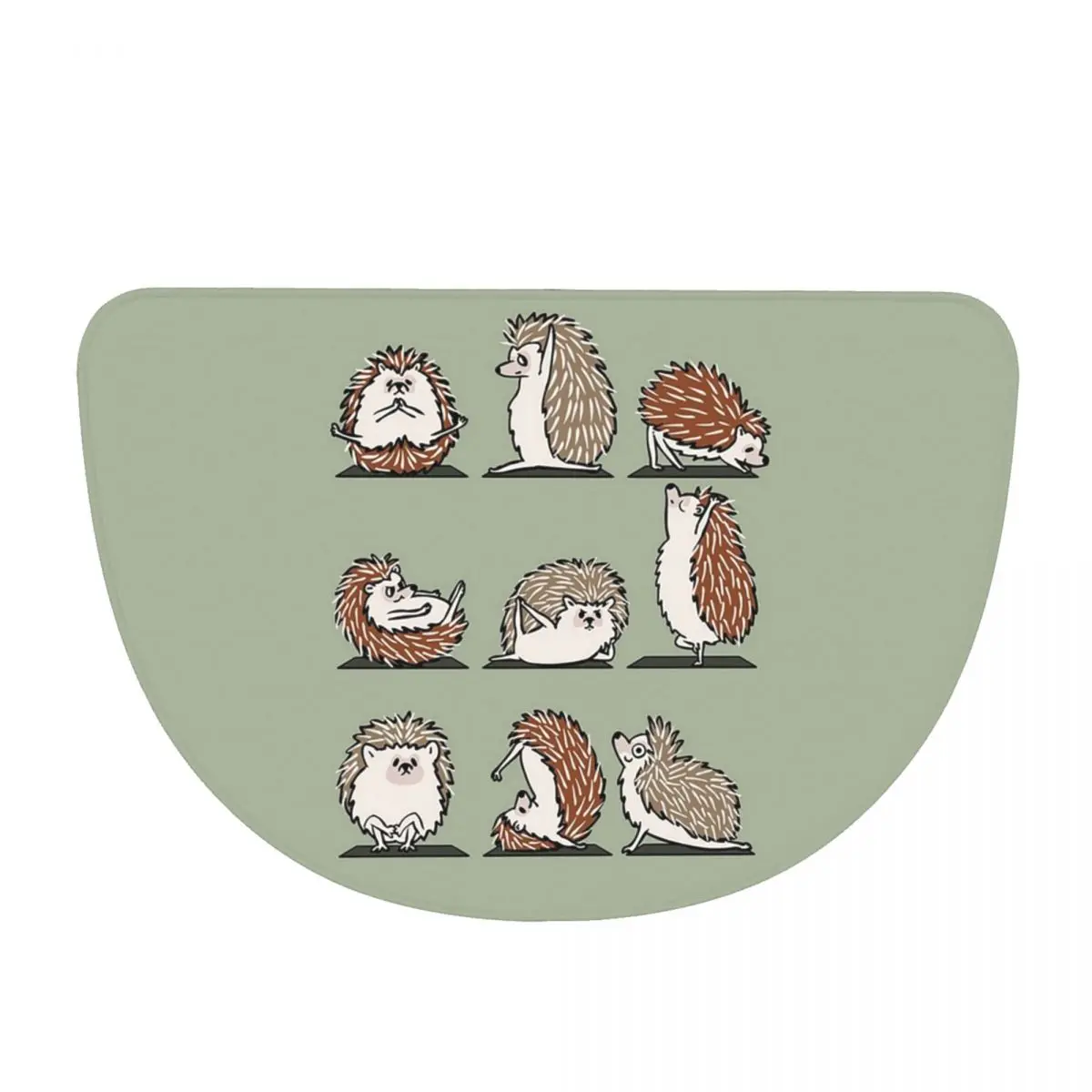 Hedgehog Yoga Soft Flannel Half Round Doormat Non Slip Bathroom Mat Absorbent Floor Carpet for Laundry Room Bathroom