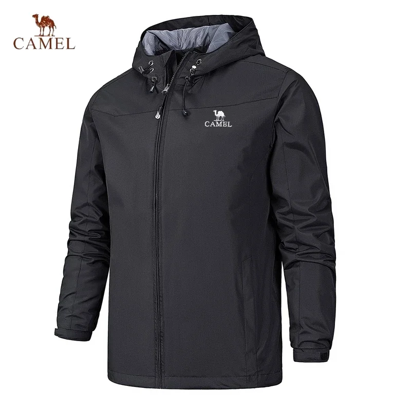 2024 CAMEL New Men\'s Spring, Fall and Winter Blazer Windproof and Waterproof hooded Sprint Shirt