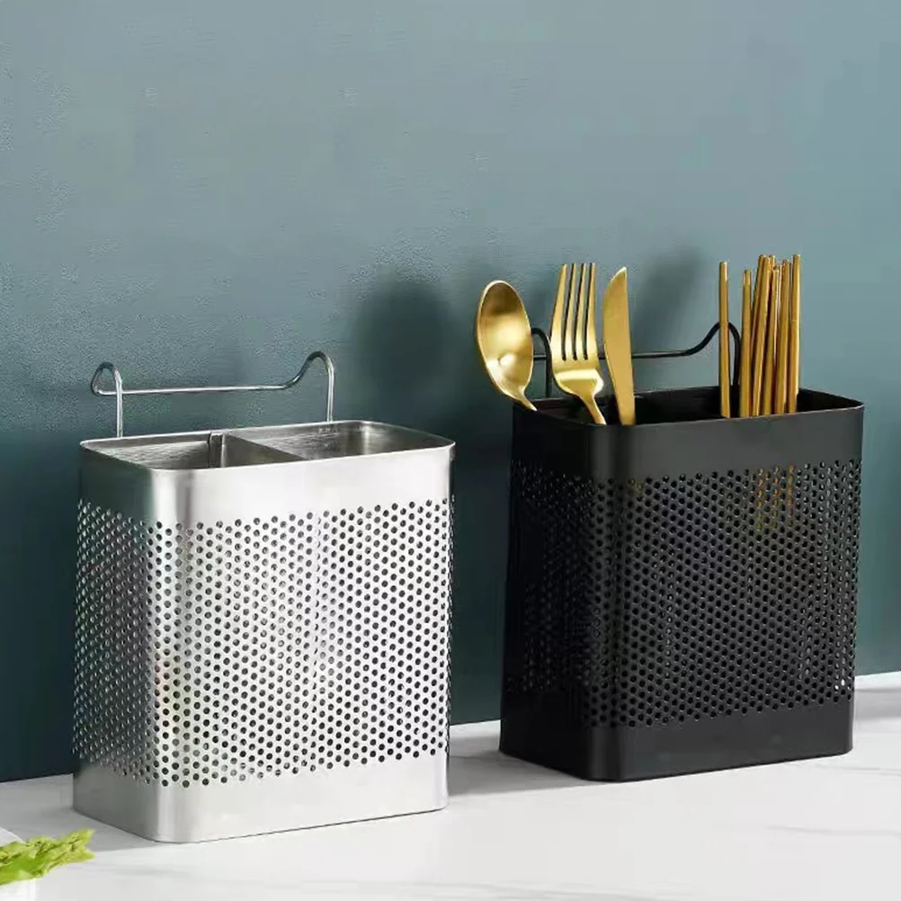 Household Cutlery Holder Utensil Drying Rack Kitchen Black Chopstick Dishwasher Basket Accessory Holders Spoon Stand