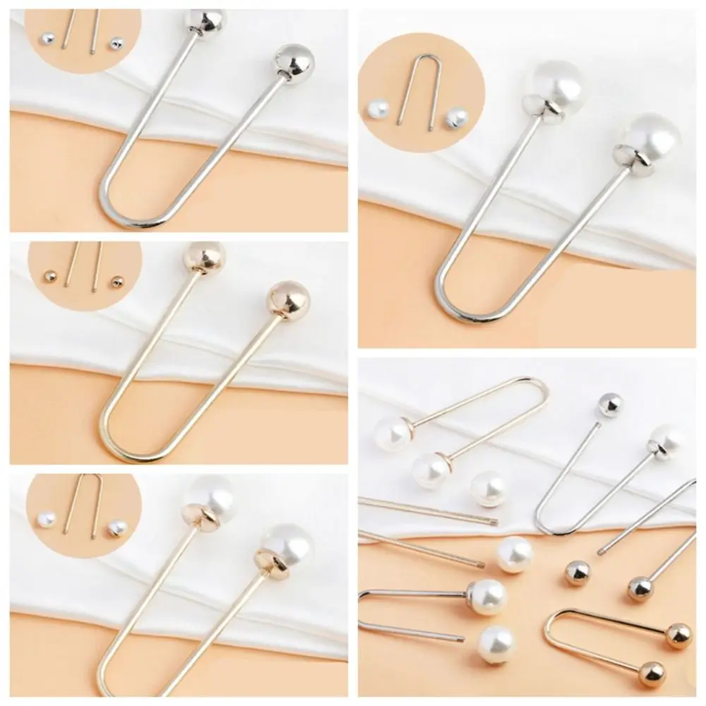 Personalities Removable U-shaped Double Head Brooch Alloy Bead DIY Shawl Waistline Fixing Buttons Skirts Decor