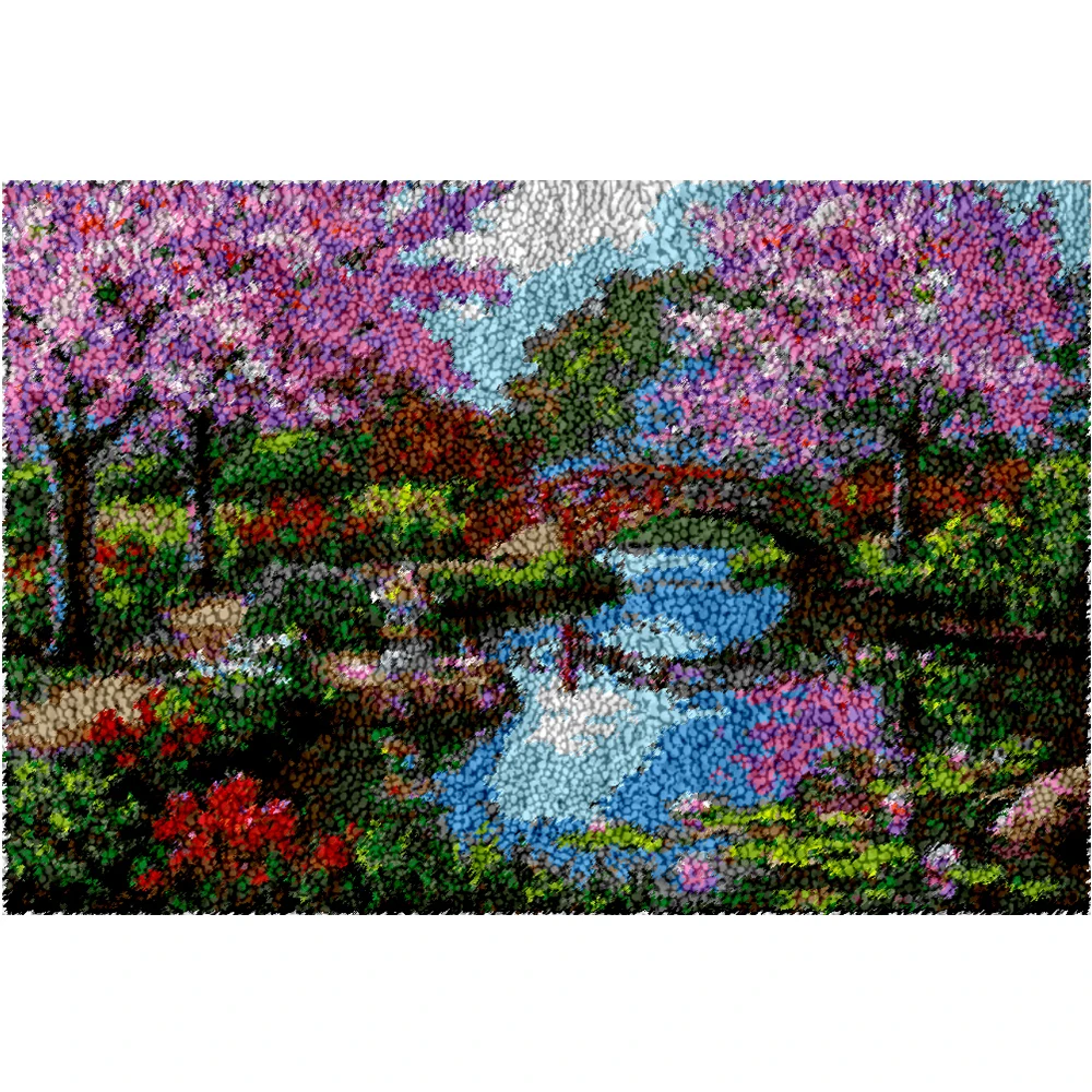 Crafts for adults Carpet embroidery Smyrna latch hook kit for Adults with printed Pattern Landscape Rug making kits hook mat