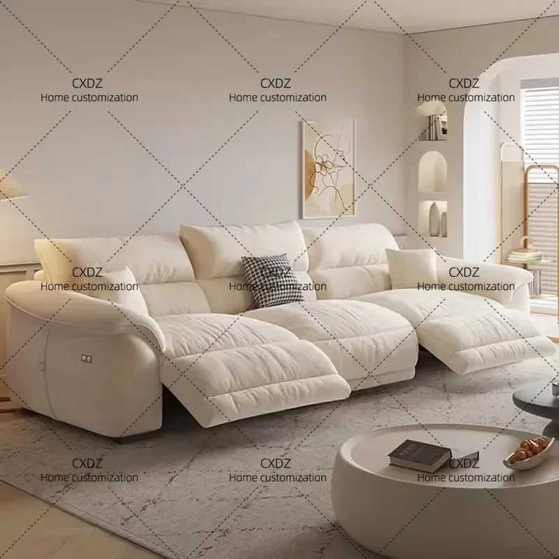 XX Seats Fabric Electric Sofa Beige Modern Luxury Lazy Recliner Sofa Living Room Apartments Relax Divano Moderno Furniture Hom
