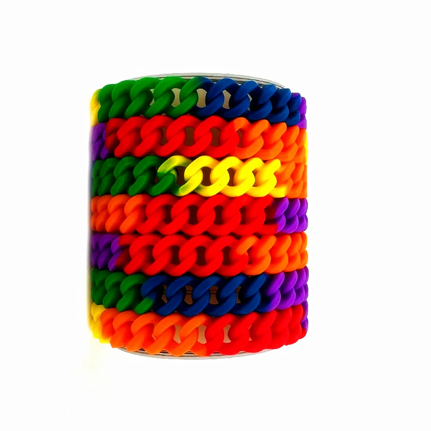 1 PC Textile Pattern Classic Decoration Silicone Bangle Rainbow Color Gay Pride Rubber Wristband