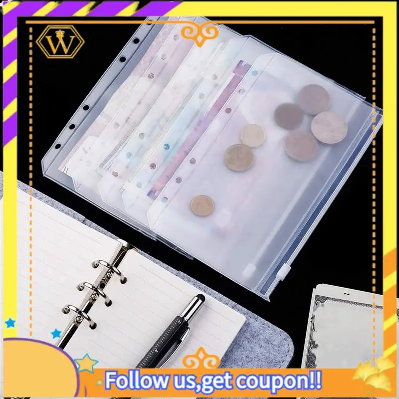 A01K-68 PCS 바인더 포켓 A6 사이즈 6공 지퍼 바인더 파우치 폴더 투명 방수 PVC 루즈리프 가방 (6링 바인더용)