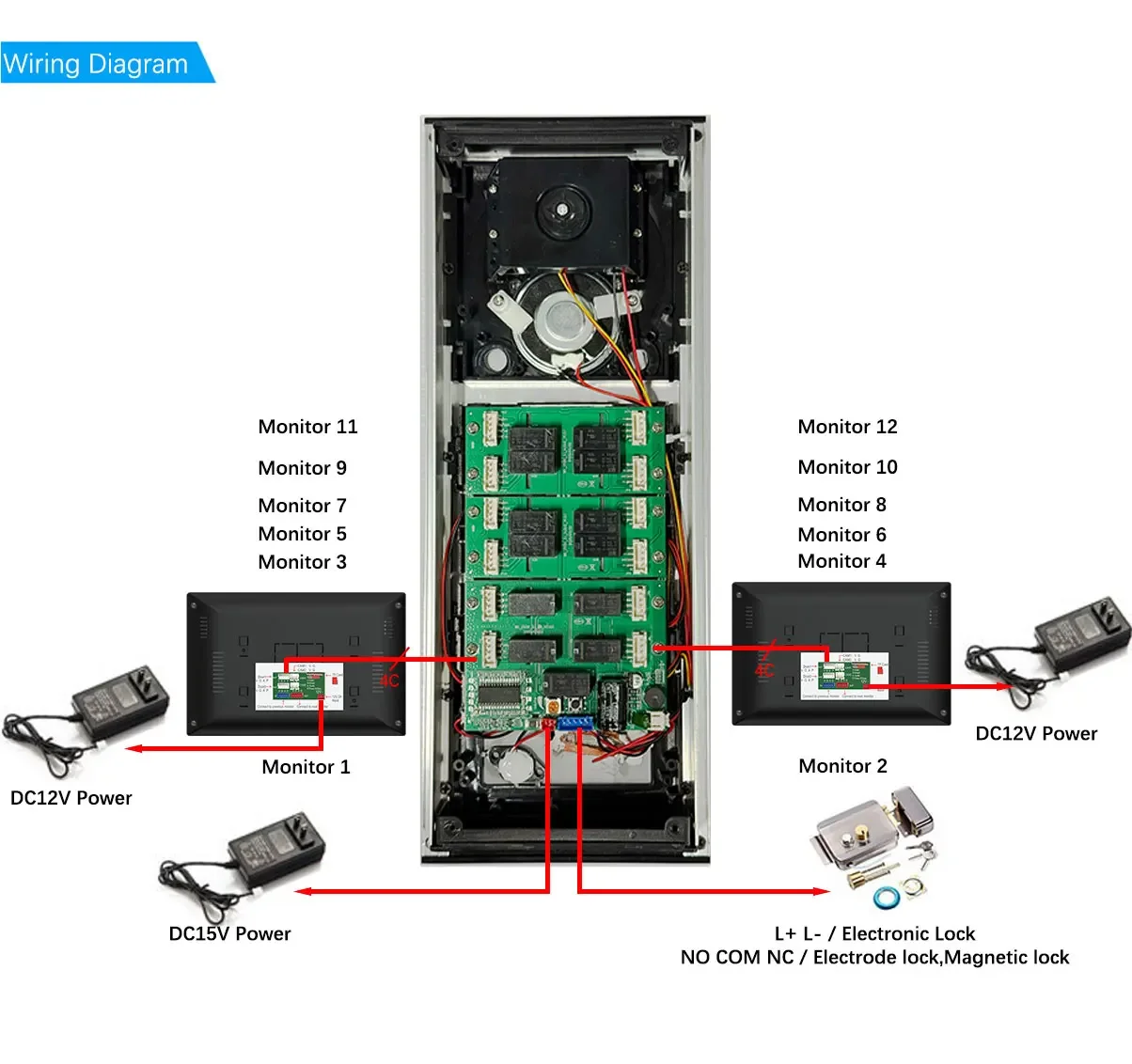 ANJIELO Tuya Smart 10 بوصة 1080P فيديو إنترفون، مناسب لأنظمة الاتصال الداخلي عبر الفيديو لجرس الباب المعدني متعدد الشقق