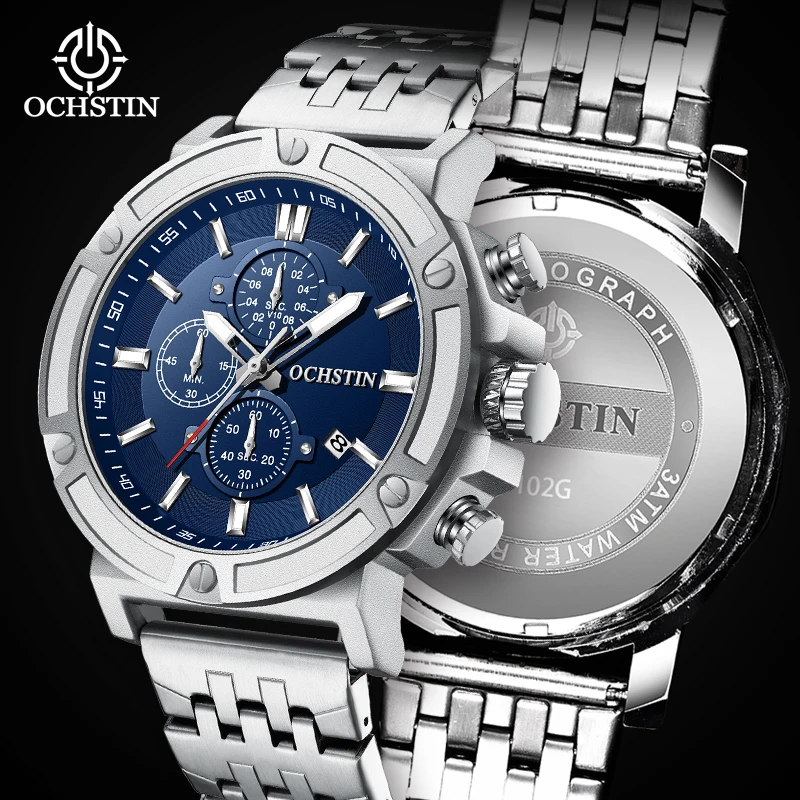 

OCHSTIN New Luxury Watch for Man Quartz 45mm Men Watch Waterproof Luminous Stainless Steel Chronograph Men's Watches Clock Reloj