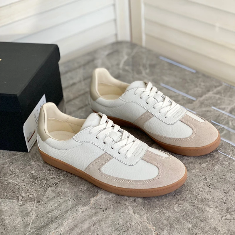 Jenny&Dave Fashion Comfortable Breathable Sneakers Woman Vintage Colorblock Trainers Vulcanized Shoes Women Genuine Leather