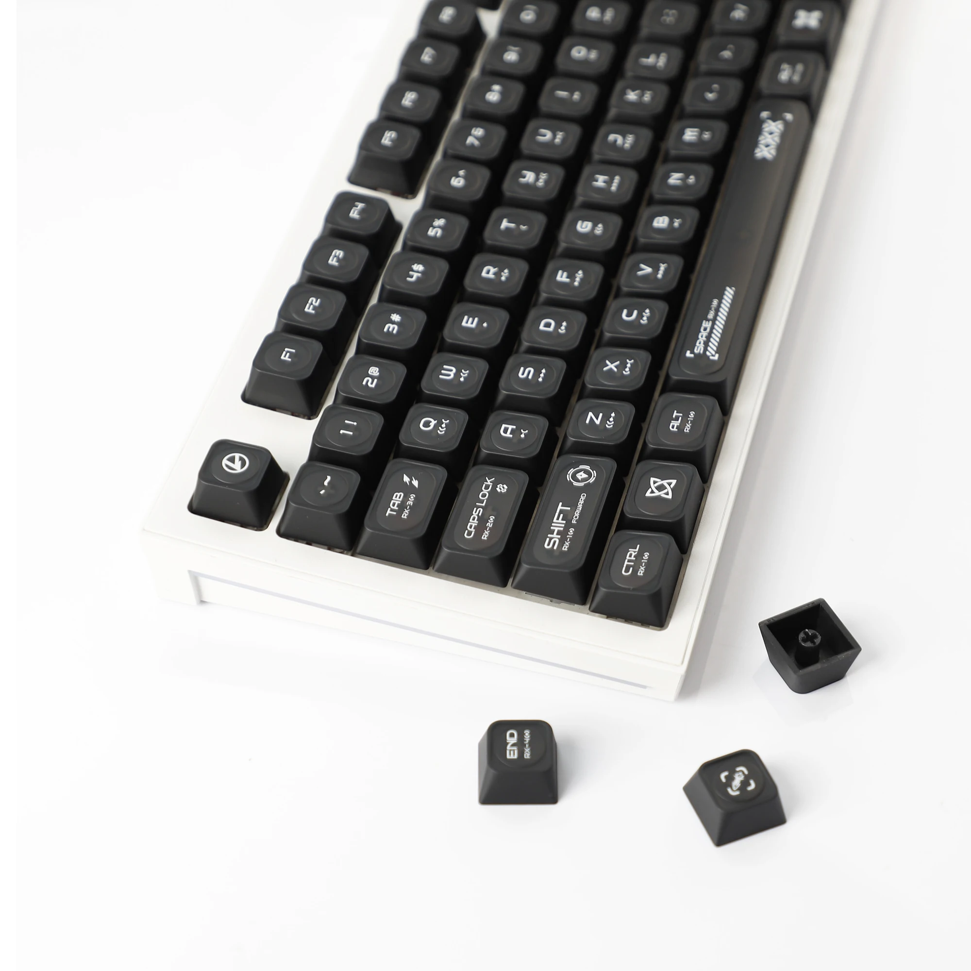 Ymdk gato olho pedra tema fosco 136 teclas perfil máximo brilho através da impressão superior pbt pc teclas personalizadas para teclado mecânico mx