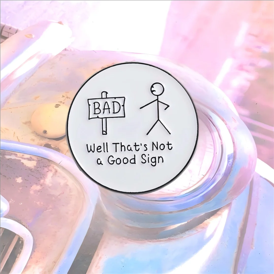 عصا الشكل مضحك روح الدعابة المينا دبابيس الكرتون علامة جيدة هذا ليس علامة جيدة بروش معدني الملابس قبعة شارة مجوهرات هدايا