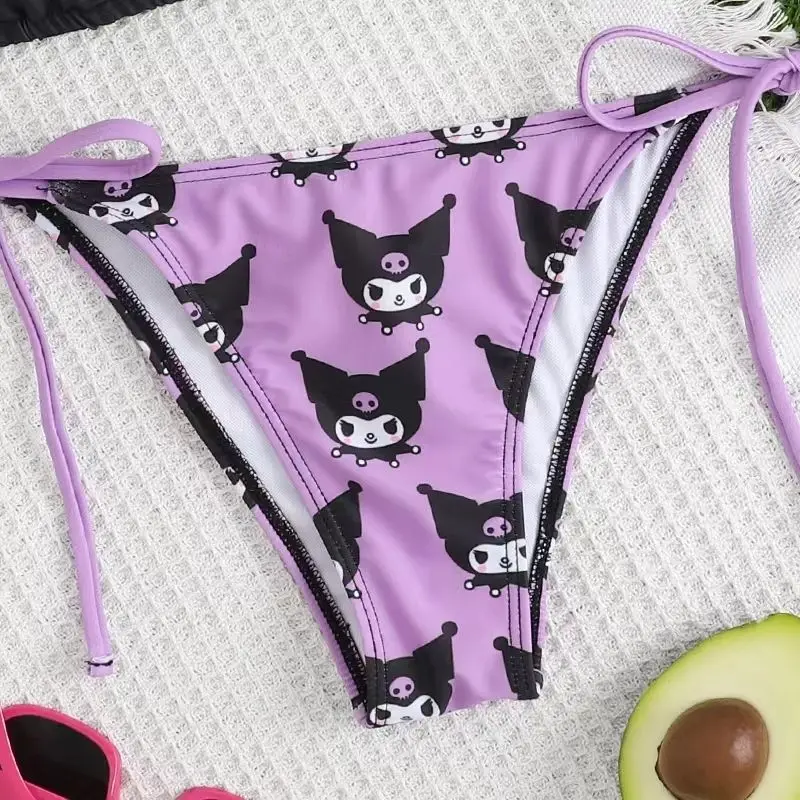 2Pcs Hello Kitty Bikinis Set Kawaii Sanrio Kuromi Swimsuit Sexy Bikini 2024 Women Summer Y2k Strappy Pantie Swimwear Beachwear