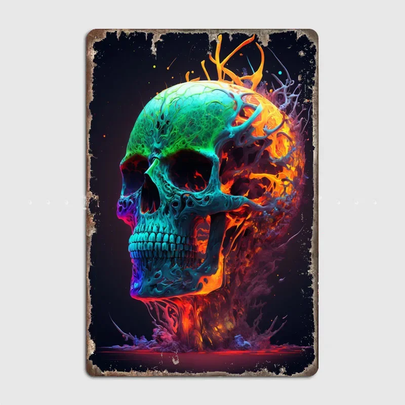 Abstract Neon Skull  Colorful Jigsaw Puzzle Drawing Board as Wall Decor for Any Room