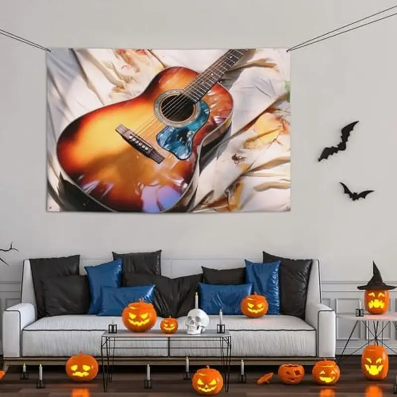 VIKAMA Acoustic Guitar Tapestry, Music Lover Wall Hanging, Guitar Art Wall Decor Bedroom Music Room Home Decoration