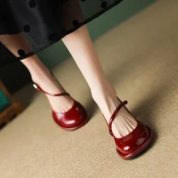 2024Women Mary Jane Shoes  Vintage Girls High Heel Platform Lolita Shoes Japanese Style College Student Shoes Big Size