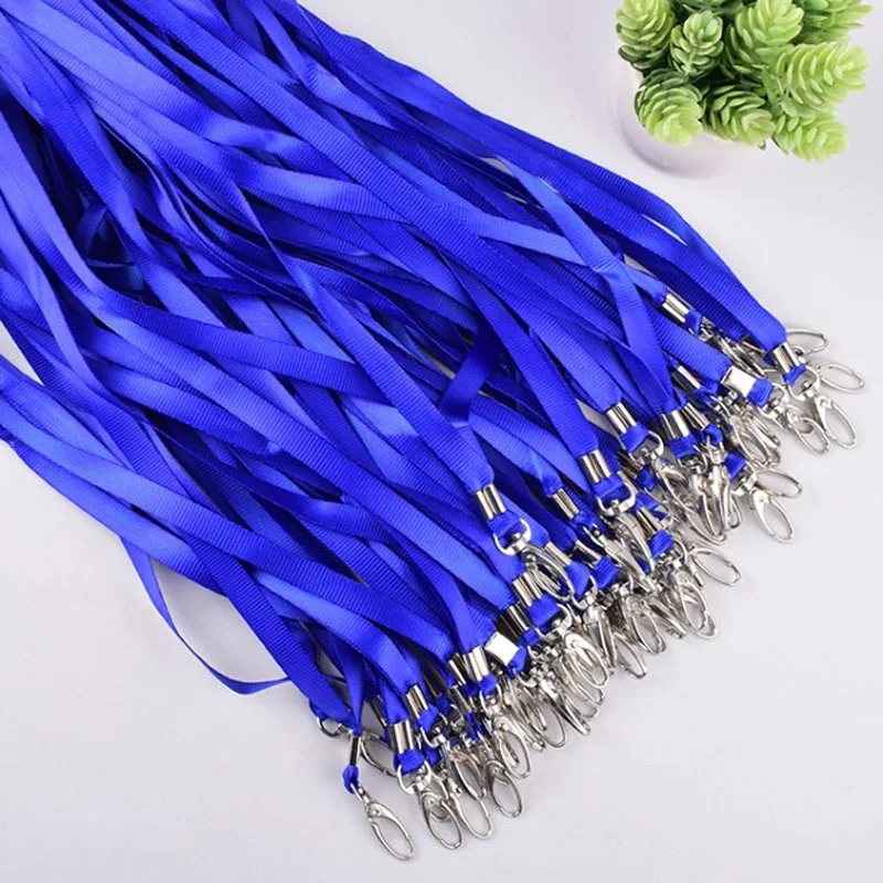 100pcs Blue ID Badge Card Holder Lanyard Business Card Holder Organizer Portable Ropes School Office Lanyards Neck Strap