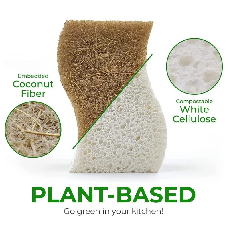 생분해 가능한 퇴비 셀룰로오스 및 코코넛 수세미 스폰지, 요리용 천연 스폰지, 친환경 주방 액세서리