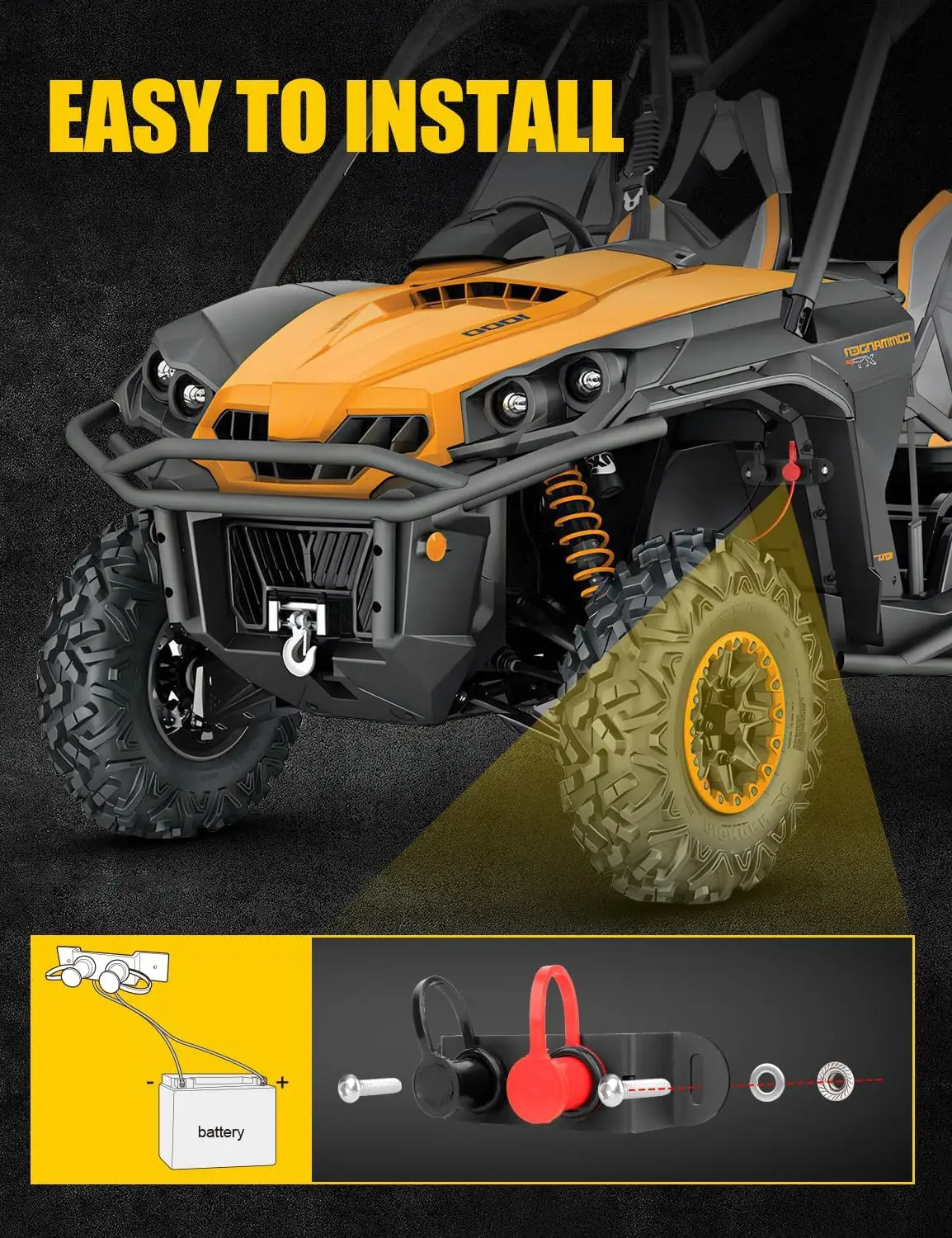 Battery Jump Post Kit with Remote Terminals & Extension Relocation for Can Am X3 RZR UTV ATV Truck Trailer