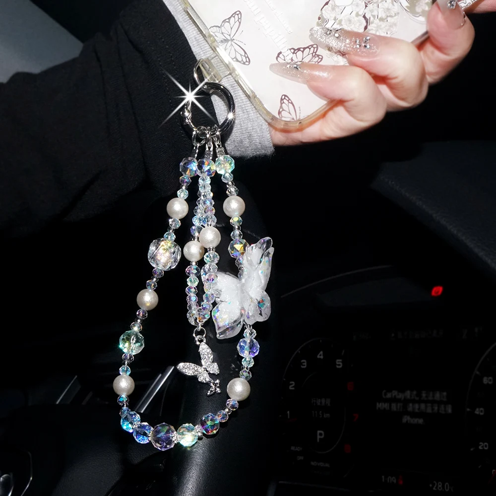 Can Glow-in-the-Dark High-End Crystal Beaded Bracelets Anti-Lost Double Phone Case Hand Chain ins Women Temperament Bracelet