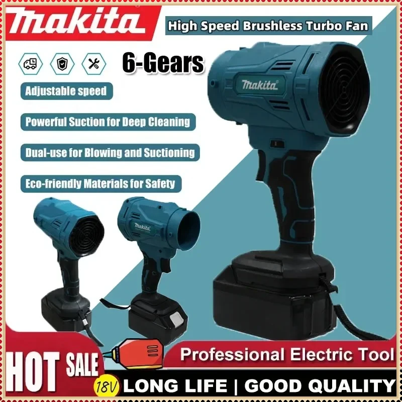 

Makita High Speed Brushless Electric Air Blower 6-Gears Jet Turbo Fan Violent Fan Cordless Air Duster Tool