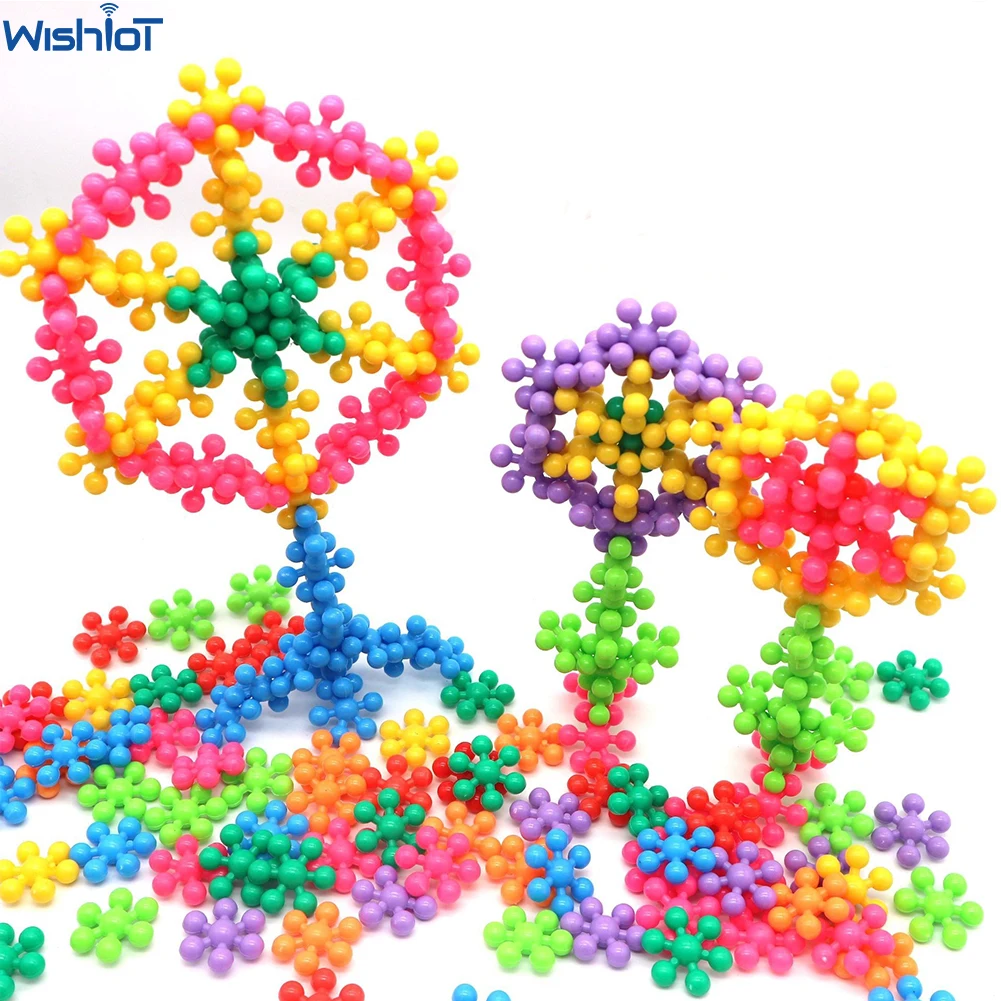 60PCS Colorful Plum Blossom Building Blocks Bricks 3D Snowflake Bricks Kids Boys Girls Esrly Educational Toys DIY Puzzle Toys