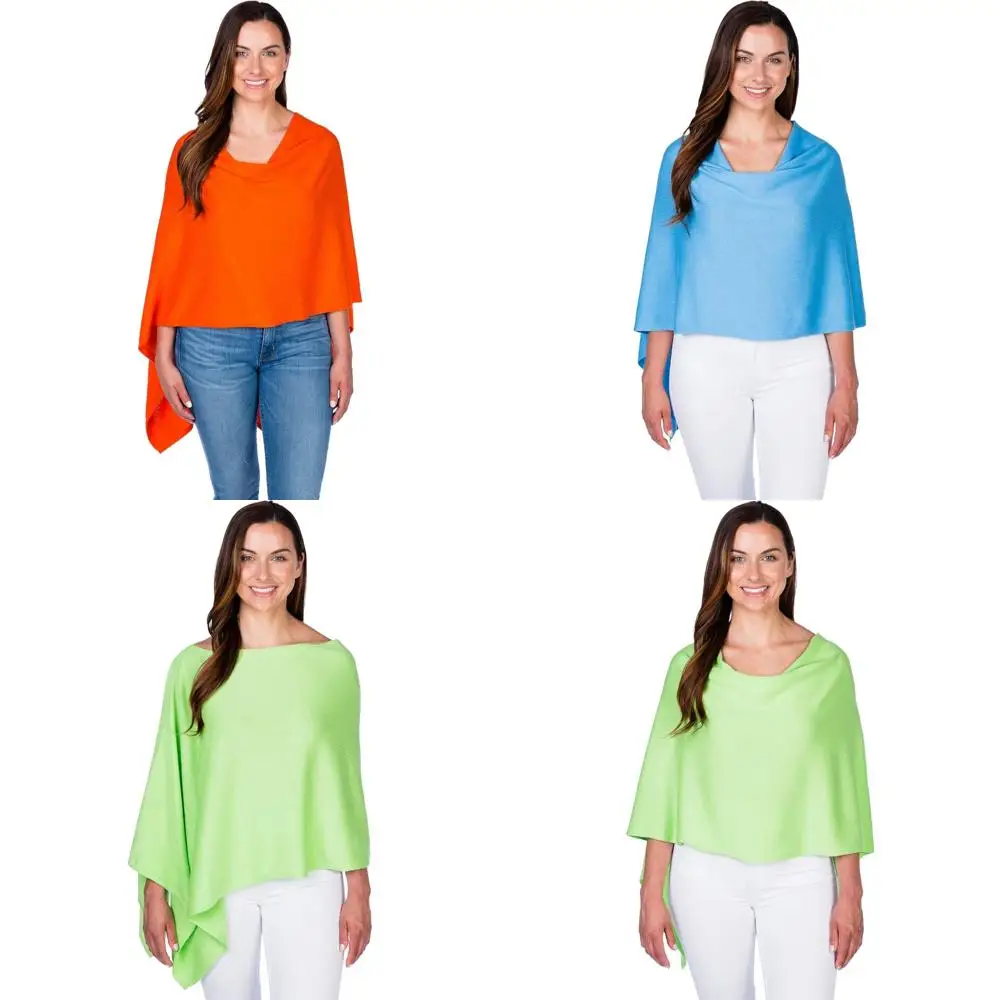 

Luxurious Soft Cashmere Blend Poncho - 95% Cotton 5% Cashmere - Perfect Lightweight Gift Option