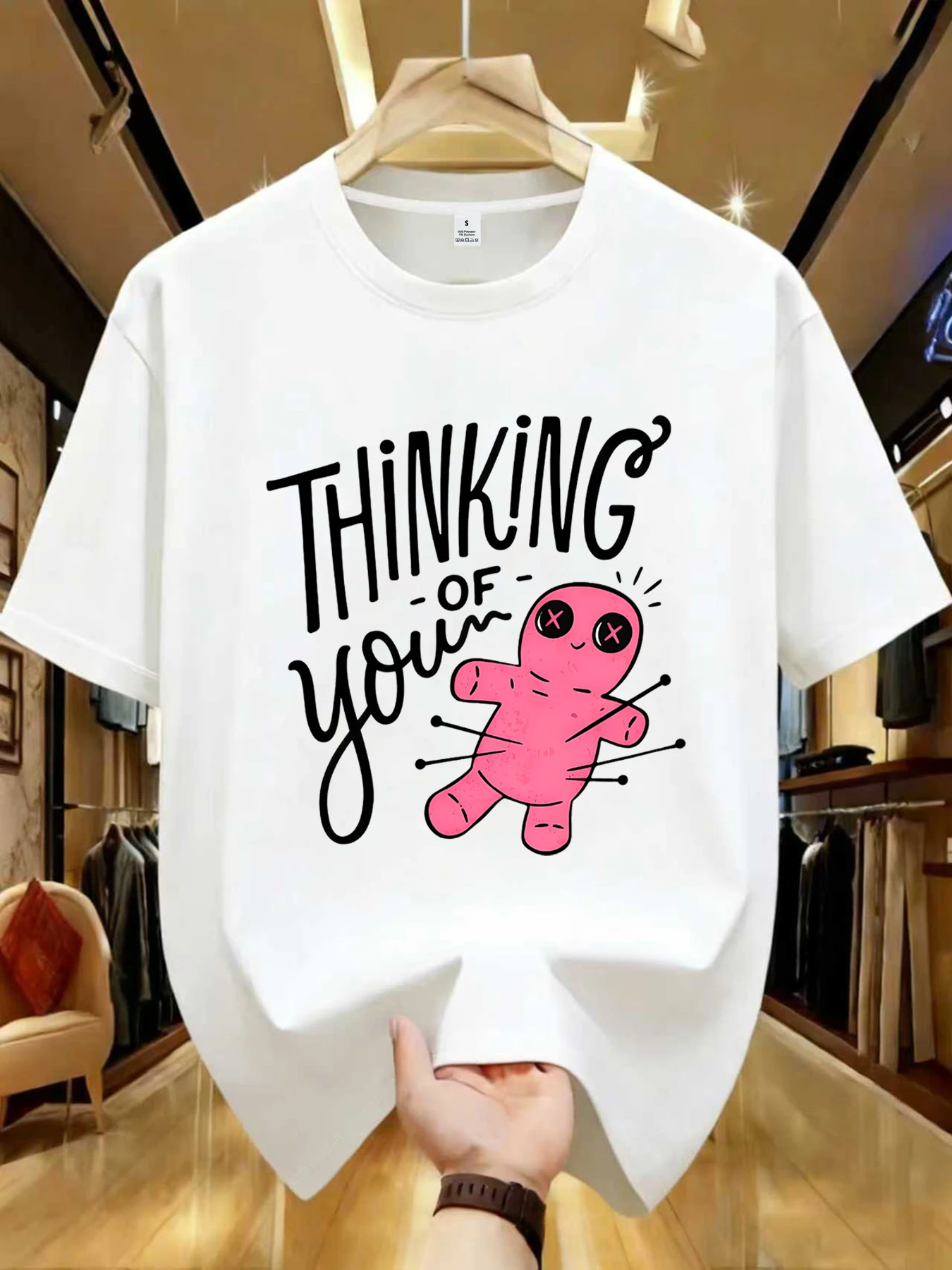 【JYDX180】Thinking Of You Voodoo Doll Funny Graphic Women's Printed Crew Neck Tee Summer Casual Short Sleeve Street Style