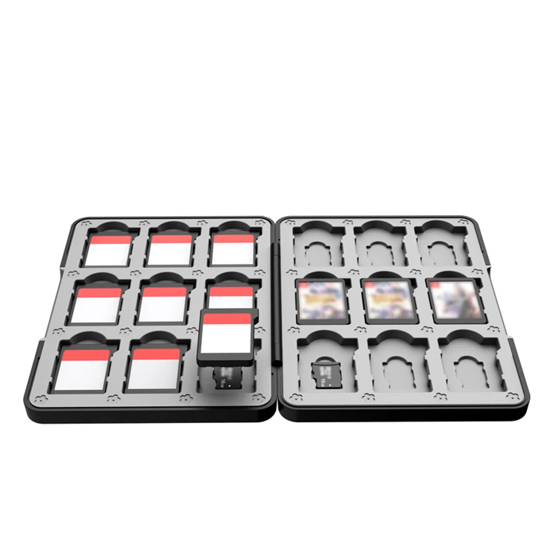 

For Nintendo Switch Pure Black Small Game Card Storage Box Lite/OLED/NS 18 Game Card Slots 18 in 1 SD Card Slot
