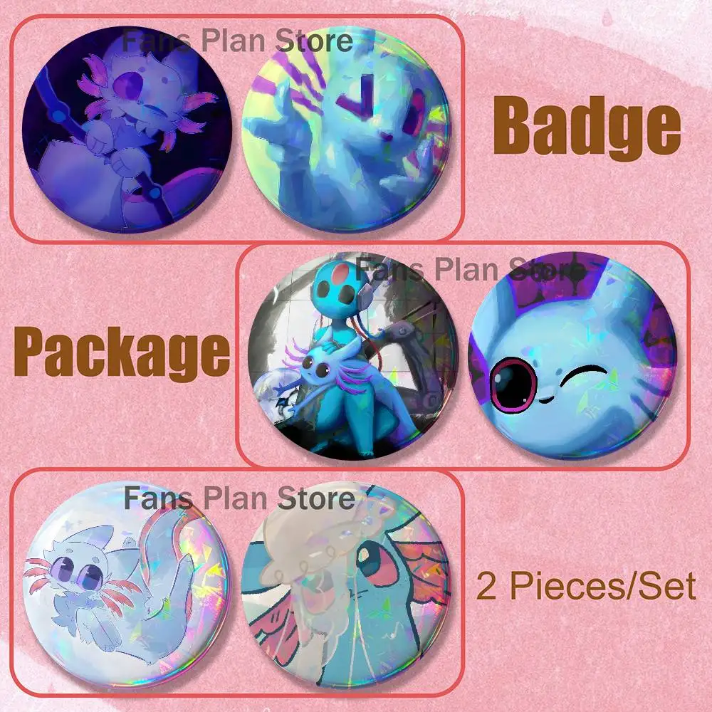 R-Rain World Ruffles Brooches For Backpack Accessories 25,32,44,58,75mm Round Enamel Pins 2-piece Set Cartoon Anime Badge