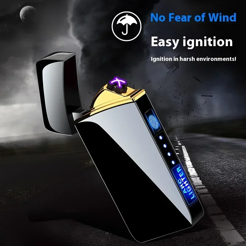 USB Lighter LED Power Display Touch Sensor Lighter Hot Electric Windproof Metal Double Arc Flameless Plasma Rechargeable Lighter